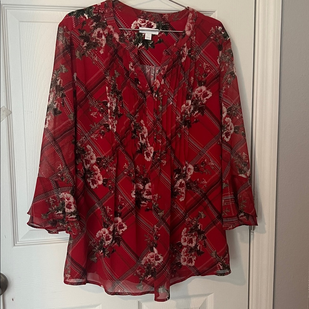 Floral Red Women's Top